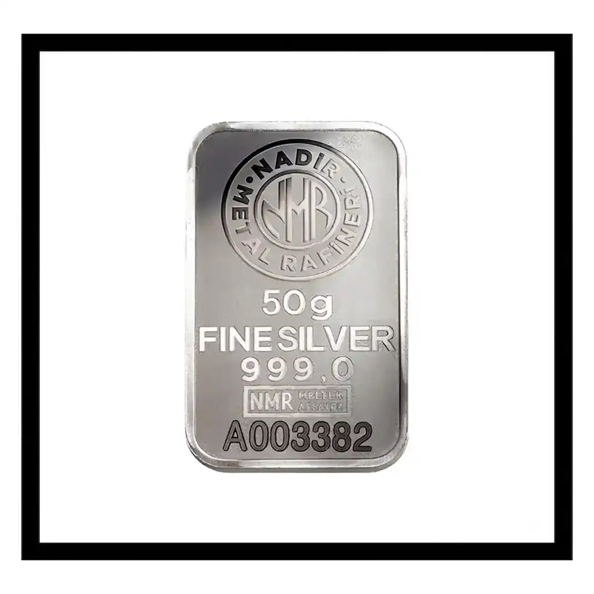 شمش نقره نادیر 50 گرم عیار 999.9 با خلوص بالا و کیفیت سرمایه‌گذاری - Nadir 50g Silver Bar 999.9 Fine High Purity Investment Grade