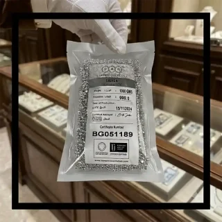خرید شمش نقره گرانول ساچمه‌ای سام 1 کیلویی - Buy SAM 1 kg Granulated Silver Shot Bar