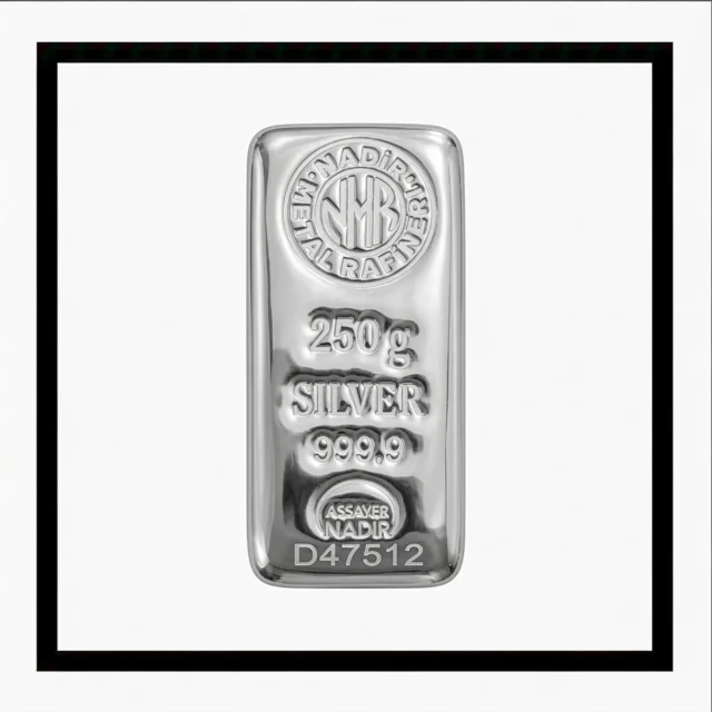 شمش نقره نادیر ۲۵۰ گرمی عیار ۹۹۹.۹ - Nadir 250g Silver Bar 999.9 Fine Silver Bullion
