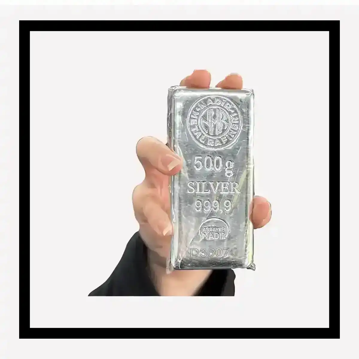 شمش نقره نادیر 500 گرمی عیار 999.9 با خلوص بالا و کیفیت ممتاز برای سرمایهگذاری - 500gr Nadir Silver Bar 999.9 Fine High Purity Investment Grade Silver