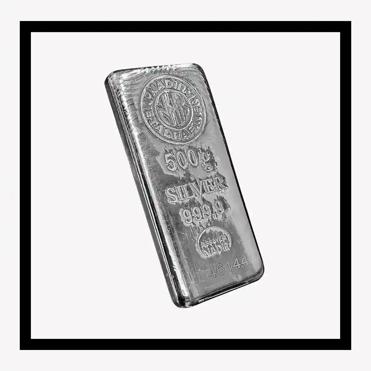 شمش نقره نادیر 500 گرمی عیار 999.9 با خلوص بالا و کیفیت ممتاز برای سرمایهگذاری - 500gr Nadir Silver Bar 999.9 Fine High Purity Investment Grade Silver