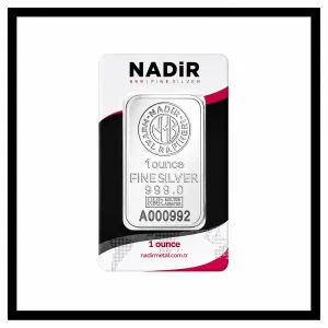 شمش نقره نادیر 1 اونسی ترکیه با عیار 999 ضرب شده - One oz Nadir Turkey Minted Silver Bar 999 Fine