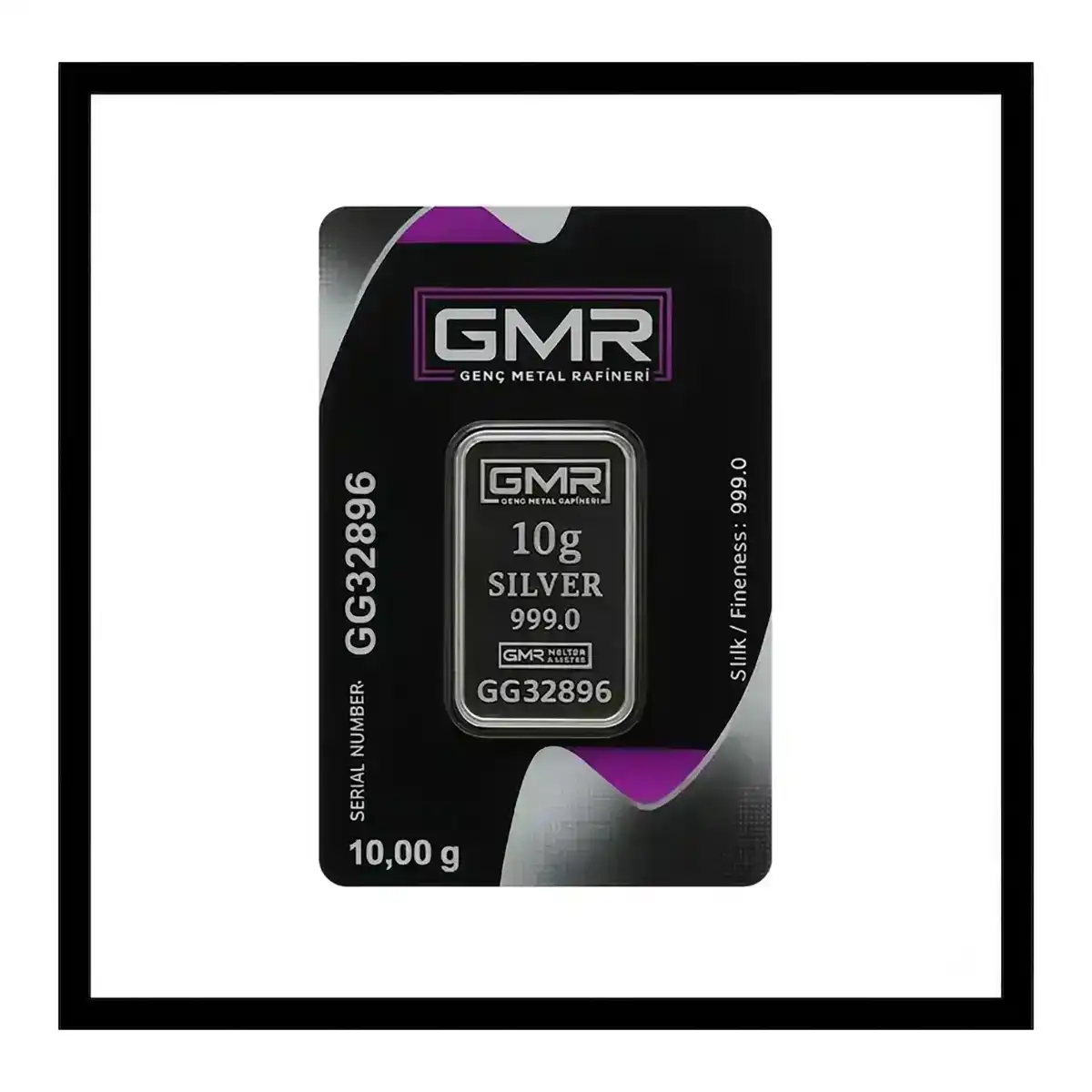 شمش نقره جی ام آر 10 گرمی ترکیه با عیار 999.0 - Image 3